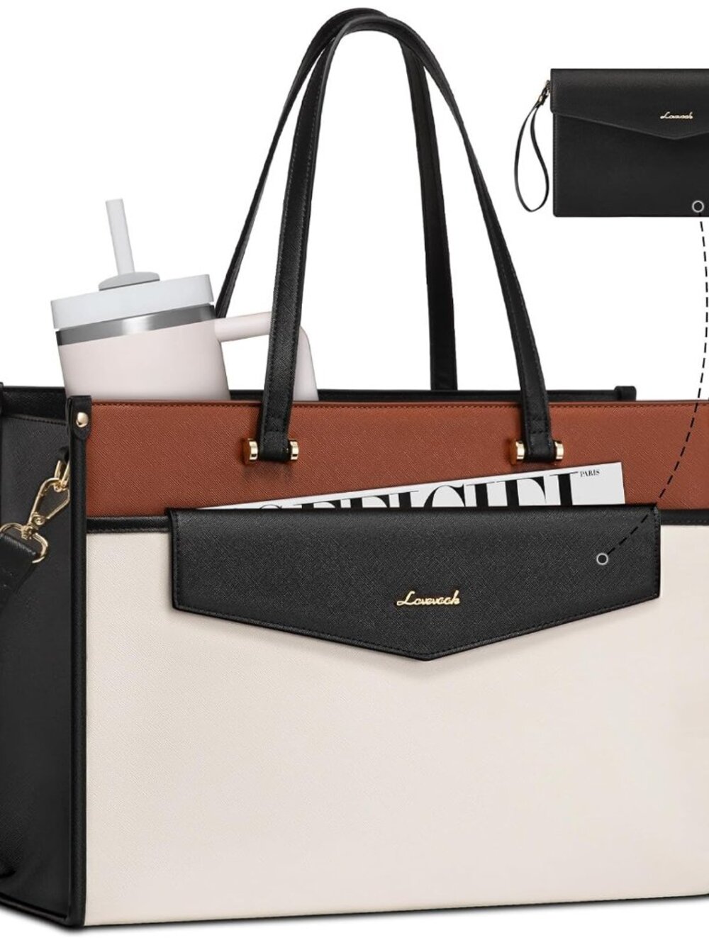 Laptop Tote Bag Women 2-in-1 Work Purse Computer Briefcase Handbag